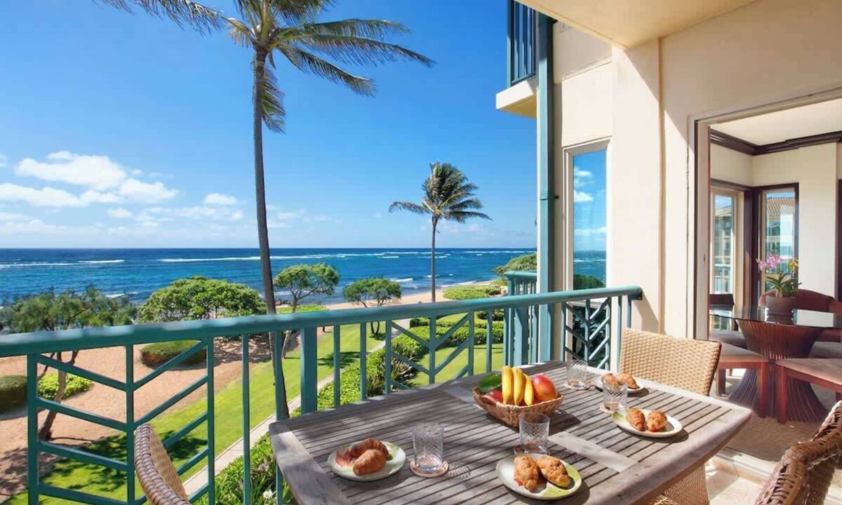 Wailua Condo | A306 - On the Water! 2 Bedroom Oceanfront Suite with AC Steps to Beach & Pool!