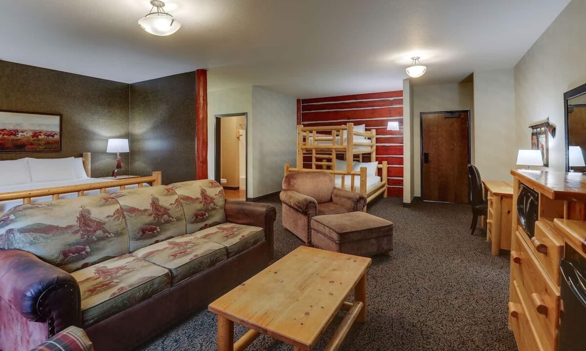 Sioux City Hotel | Expanded King Bunk Bed, Stoney Creek, Sofa Bed, Living Room | 2 Units
