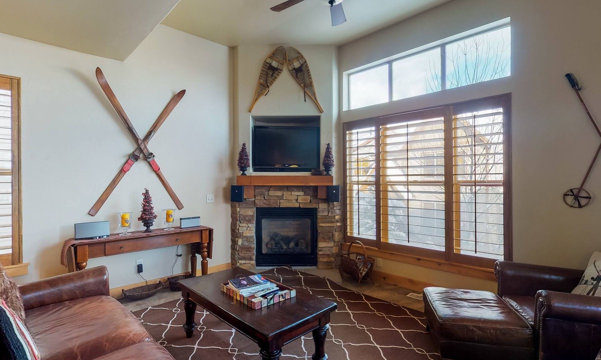 Bear Hollow Village House | Fantastic home with fireplace, private hot tub, central AC, and pool access