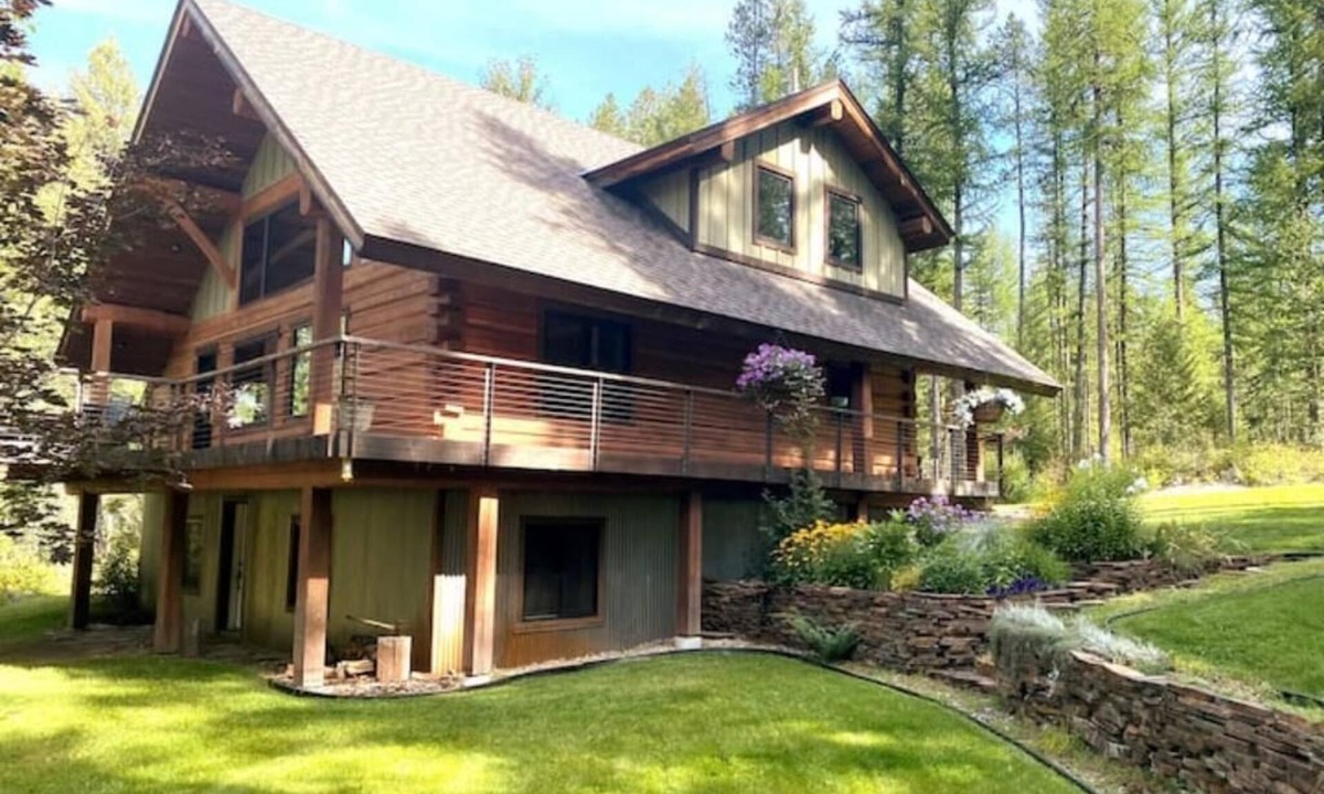 Coram House | Glacier Log Home with Private River Access