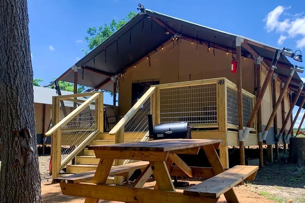 Fentress RV Rental | Incredible Safari Tent with River Access and Fire Pit in Staples, Texas
