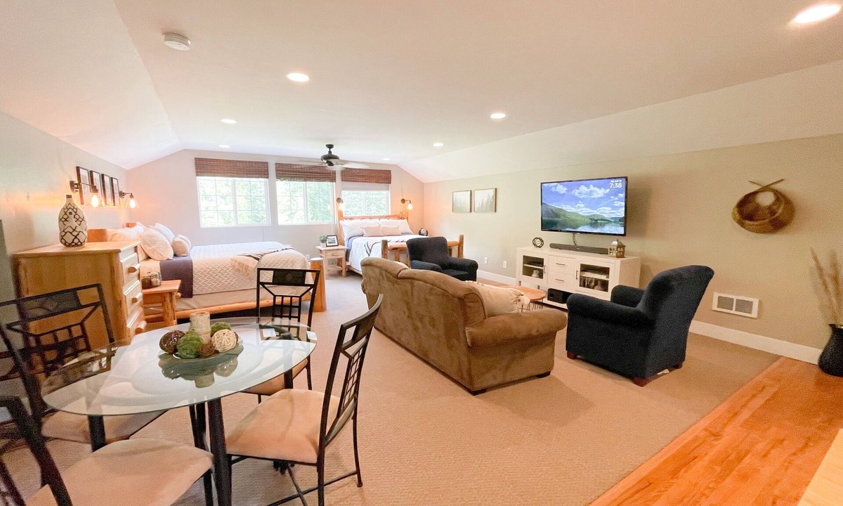 Whitefish Apartment | Large, Clean, Spacious Studio Apt Whitefish, MT. Tranquil Setting, Free Wi-fi.
