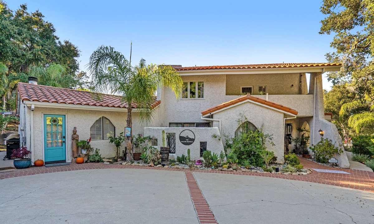 Calabasas House | Mediterranean paradise with lovely pool & spa, mountain-view yoga deck & patios