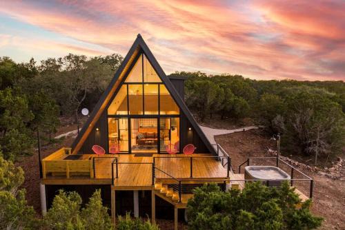 Wimberley Ski Chalet | Modern and Secluded A-Frame with a Hot Tub for a Romantic Texas Hill Country Getaway