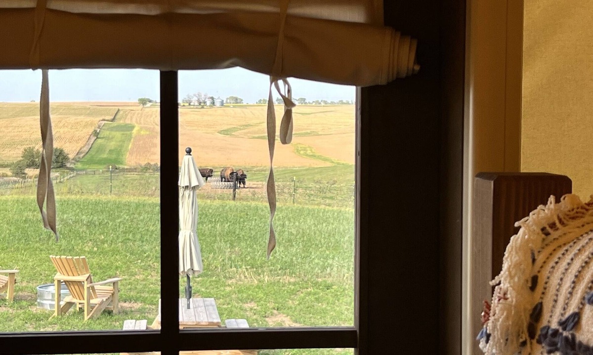 Poweshiek County Cabin | Pioneer's Dream~1883 Inspired~Covered Wagon~Bison~Private Bathroom~Heat and A/C