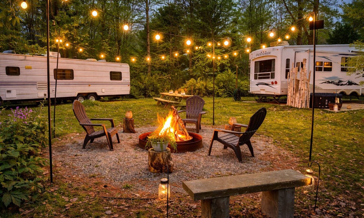Fostoria RV Rental | Private 2 RV Glamping Retreat w/Hot Tubs