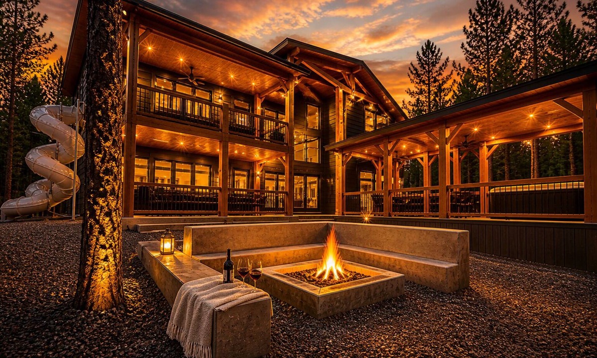 Hochatown Cabin | Sleeps 38, Luxury Lodge, Gym, Golf, Theater & HotTub, children area, workstation