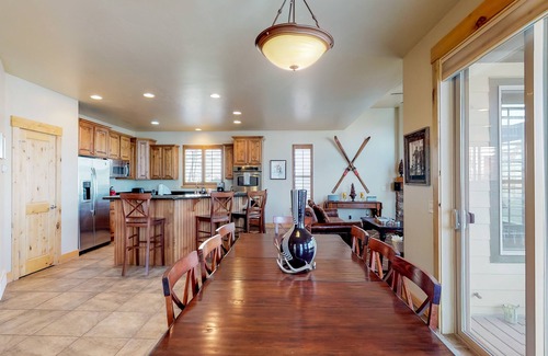 Bear Hollow Village House | Fantastic home with fireplace, private hot tub, central AC, and pool access