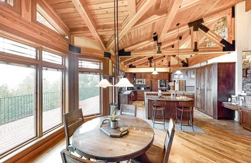 Kalispell House | Lake- & mountain-view home with decks, fireplaces, shuffleboard