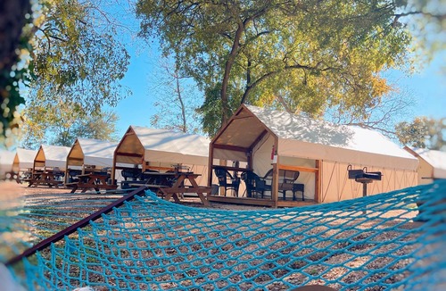 Prairie Lea Cabin | #14 Son's Blue River Camp Glamping Cabin w/1 Queen, 1 Twin
