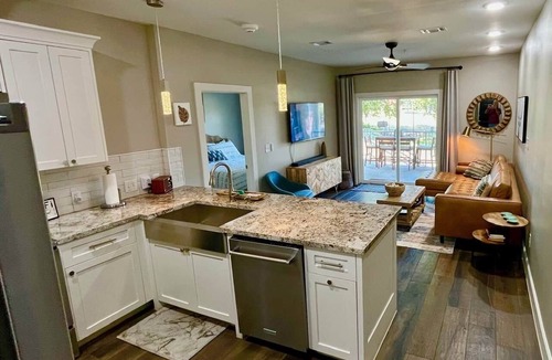 Gruene Apartment | 3 BDRM Riverfront First-Floor Condo Walk to Gruene Hall Swim & Relax