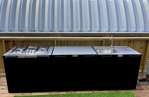 Merritt RV Rental | Air conditioned Glamping Tent overlooking a beautiful orchard