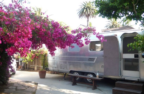 Mar Vista House | AIRSTREAM backyard private glamping Mar Vista GATED yard outdoor HOT shower