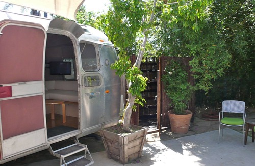 Mar Vista House | AIRSTREAM backyard private glamping Mar Vista GATED yard outdoor HOT shower
