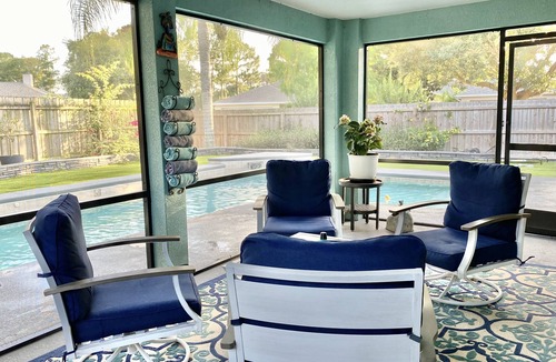 Titusville House | Beautiful heated pool home with office in Florida