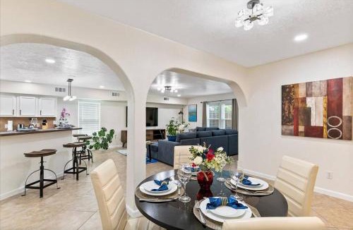 MacGregor House | Bring the Crew! 4BR Luxe Pad, Backyard Magic & City at Your Door