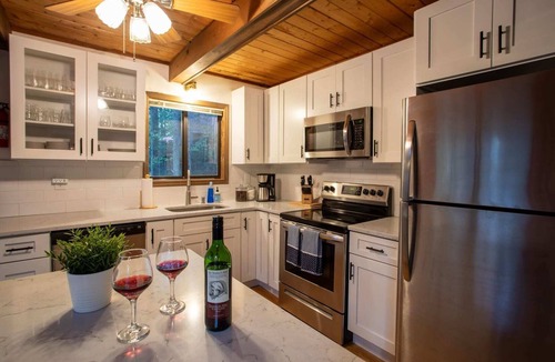 Locust Lake Village Ski Chalet | Cozy Pines Chalet in the Poconos with Hot Tub and Fire Pit