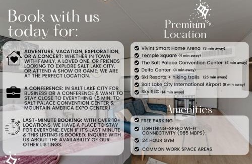 Downtown Salt Lake City Apartment | Downtown Stylish Cozy Vibe Work Area Free pkg Gym