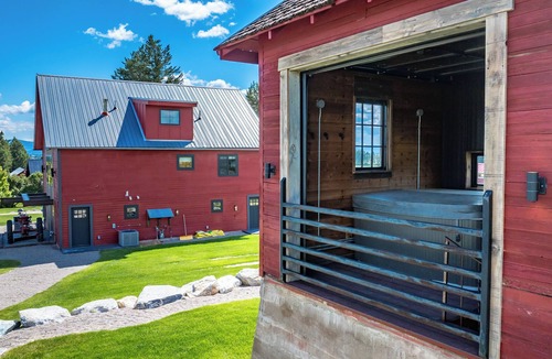 Kalispell House | Exclusive Guest Ranch with 13 bedrooms, Train Caboose and Hot Tub Lookout!