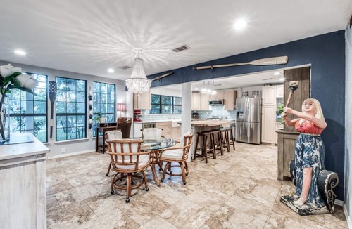 Seguin House | Lake McQueeney Waterfront Gem with Boat Dock, Balcony, Large Double Lot