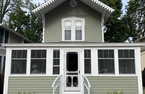 Lakeside House | Lakeside OH Cottage, large porch, lake views, steps to park & shopping