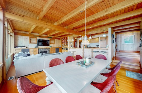 Hayden Lake House | Luxe, lakefront home with dock, amazing lake views, patio & fireplace