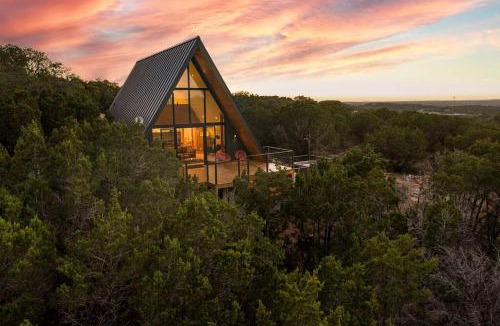Wimberley Ski Chalet | Modern and Secluded A-Frame with a Hot Tub for a Romantic Texas Hill Country Getaway