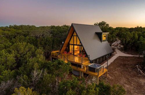 Wimberley Ski Chalet | Modern and Secluded A-Frame with a Hot Tub for a Romantic Texas Hill Country Getaway