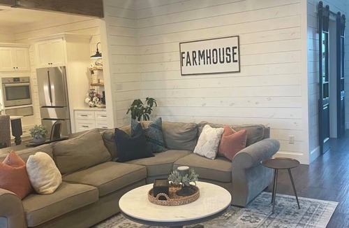 Sealy House | Modern farmhouse with a pool