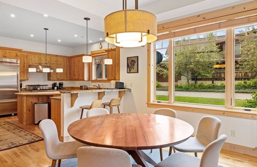 Big Sky Condo | New Listing! Townhouse in the Town Center with Private Hot Tub! 5 Minutes to the Skyline Bus Stop!