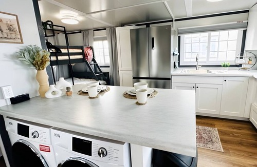 Pecos Apartment | Private Studio Suite with Queen and Bunk Beds, Full Kitchen and In-Unit Laundry