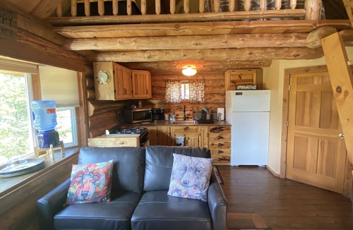 Coram Cabin | Quaint Log Cabin with River View. 7 miles to the entrance of West Glacier