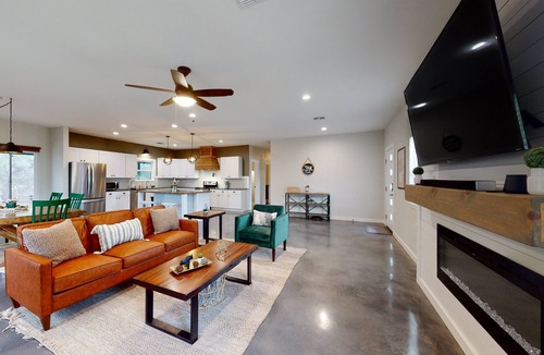 Fischer House | Secluded home with firepit, gas grill, central AC, game room, W/D