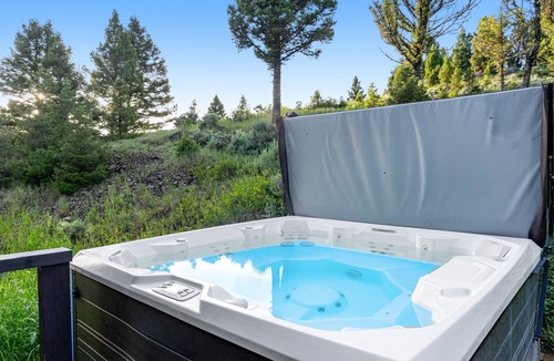 Bozeman House | Secluded mountain-view home with private hot tub, grill, fireplace, & fire table