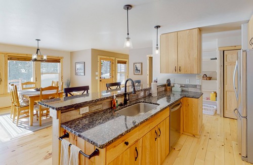 New Meadows House | Secluded, updated home with mountain view, woodstove, foosball, & W/D