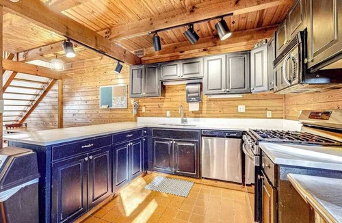 Black Mountain Condo | Spacious Black Mountain cabin with game room, wood fireplace, firepit, & W/D