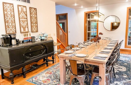 Loudonville House | Spacious, family-friendly lodge on 10 wooded acres. Sleeps 20 with 5 bedrooms, stocked pond