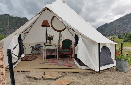 Glacier Country Cabin | Spring Serenity Yurt, glamping just 2 miles from Quinn's Hot Springs Resort!