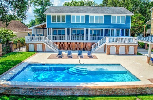 Murrells Inlet House | Stunning 5-Bedroom Inlet Home with Private Pool, Pool House, and Dock