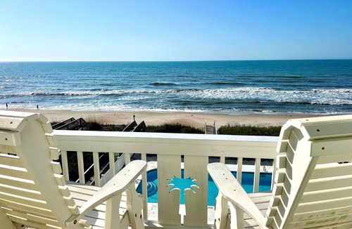 North Topsail Beach House | Topsail Island Direct Oceanfront! HEATED POOL/Private Hot Tub 5 br sleeps 12