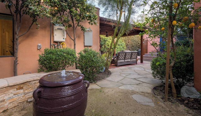 5-Star Urban Oasis with a Gourmet Kitchen, Tranquil Fountains and Fruit Trees