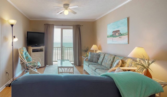 Oceanfront ocean view condo with private W/D & central AC - walk to everything