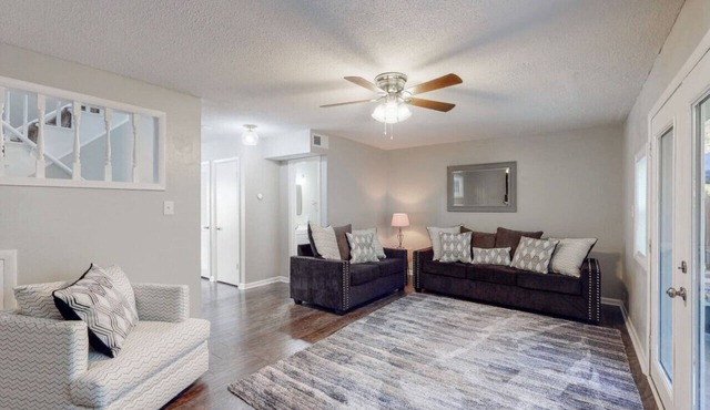 Stylish townhome, sleeps 8, pet friendly.