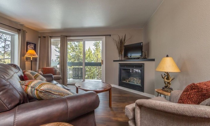 Big Sky Condo | Rustic condo w/private balcony, fireplace and close access to lifts - Stillwater Getaway