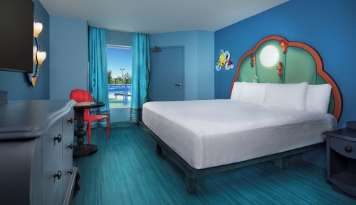 The Little Mermaid Standard Room. Hearing accessible - visual alarms and notifications. 1 king bed.